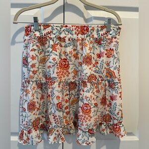 LOFT outlet- Floral Ruffle Skirt with Elastic Waist